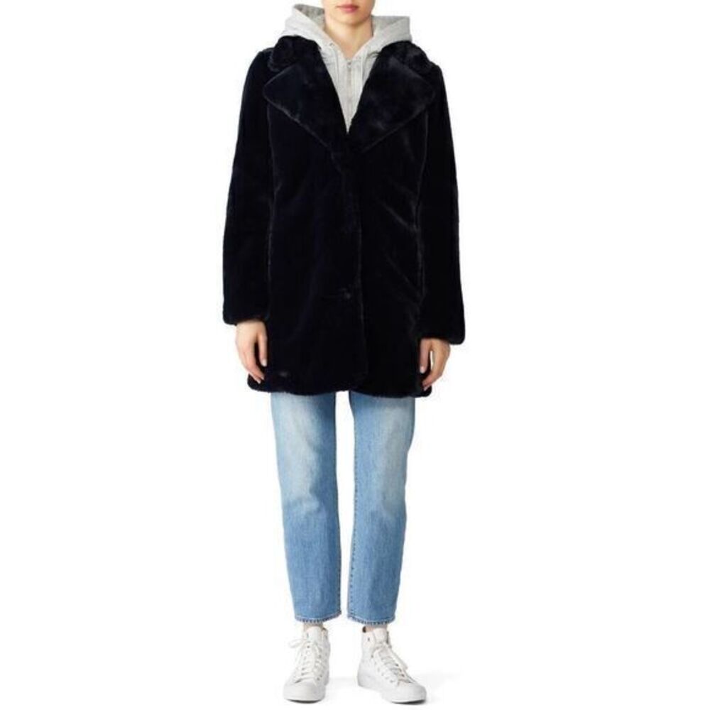 KENDALL + KYLIE Dark Blue Faux Fur Coat Size XL